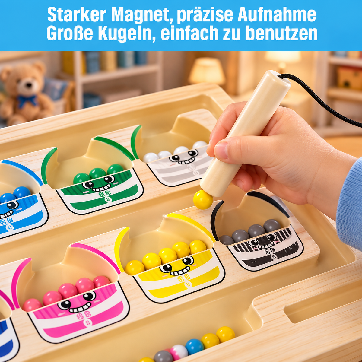 Montessori Magnet-Labyrinth aus Holz – Ansicht 2