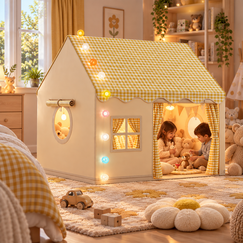 Prinzessin Spielzelt Schloss für Kinder – Rosa, Khaki oder Gelb – 120 × 105 × 128 cm