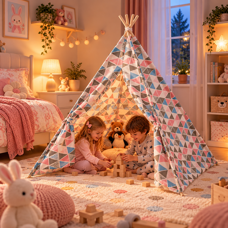 Tiny Steps Tipi Zelt für Kinder 1,3 m – Design 8 – Spielzelt Indoor & Outdoor