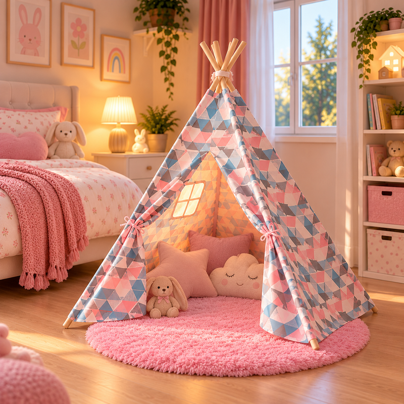 Tiny Steps Spielmatte für Tipi Zelt 1,3 m – Rosa – Bodenmatte für Kinderzelt