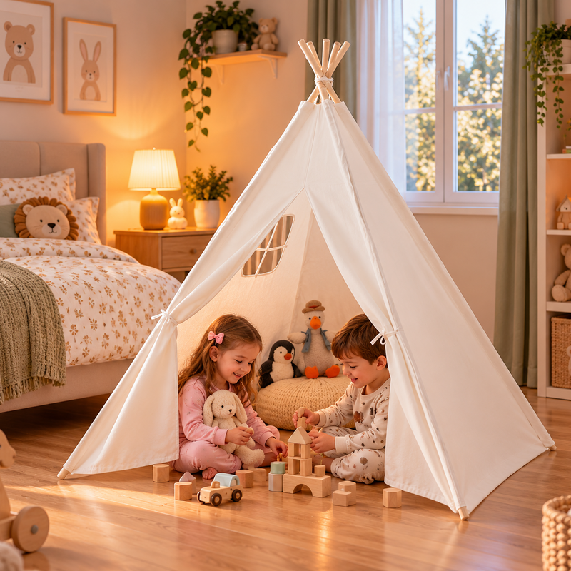 Tiny Steps Tipi Zelt für Kinder 1,3 m – Design 1 – Spielzelt Indoor & Outdoor