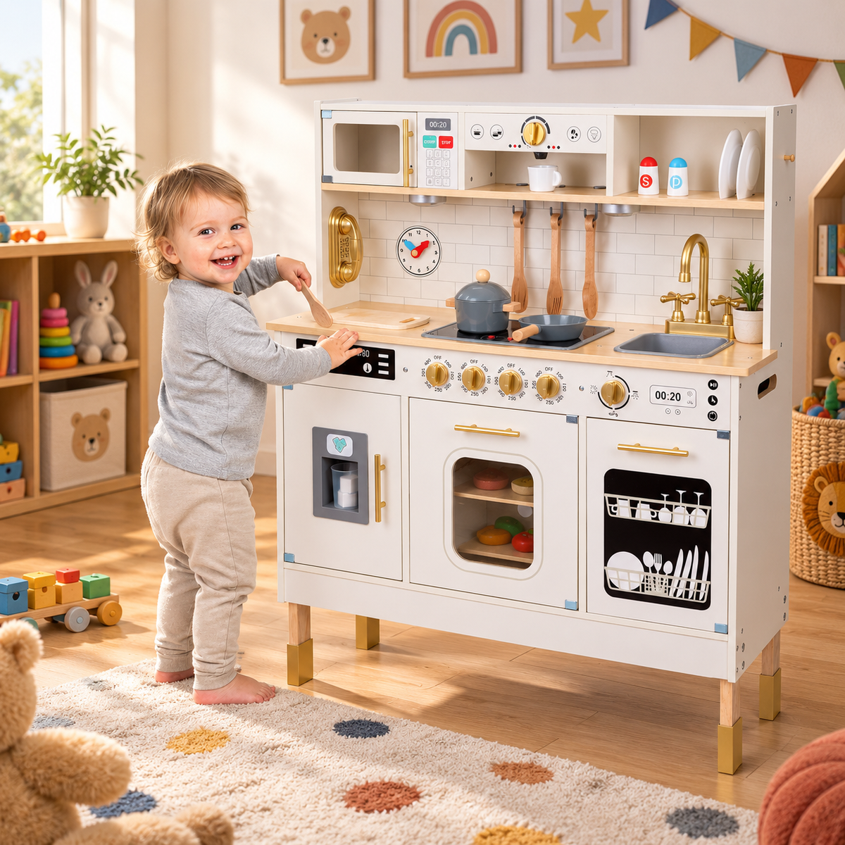 Kinderküche Holz XXL mit Licht & Sound