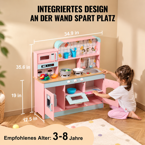 Kinderküche Holz Rosa mit Licht & Sound