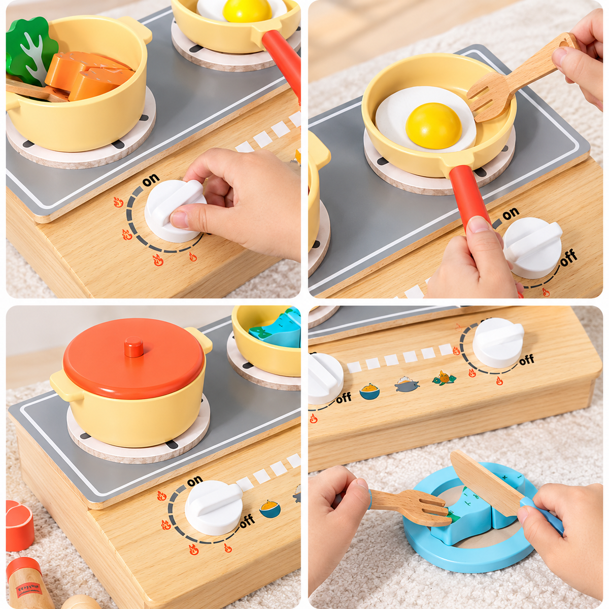 Kochset aus Holz für die Kinderküche – Ansicht 5