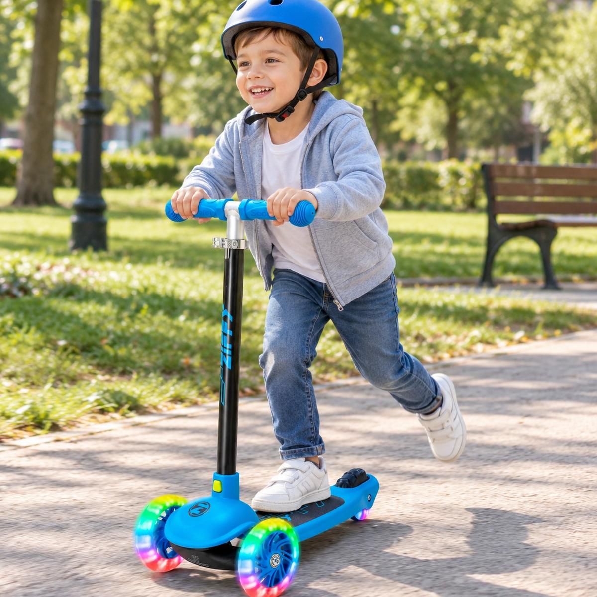 Kinderroller 3 Räder mit LED Leuchträdern
