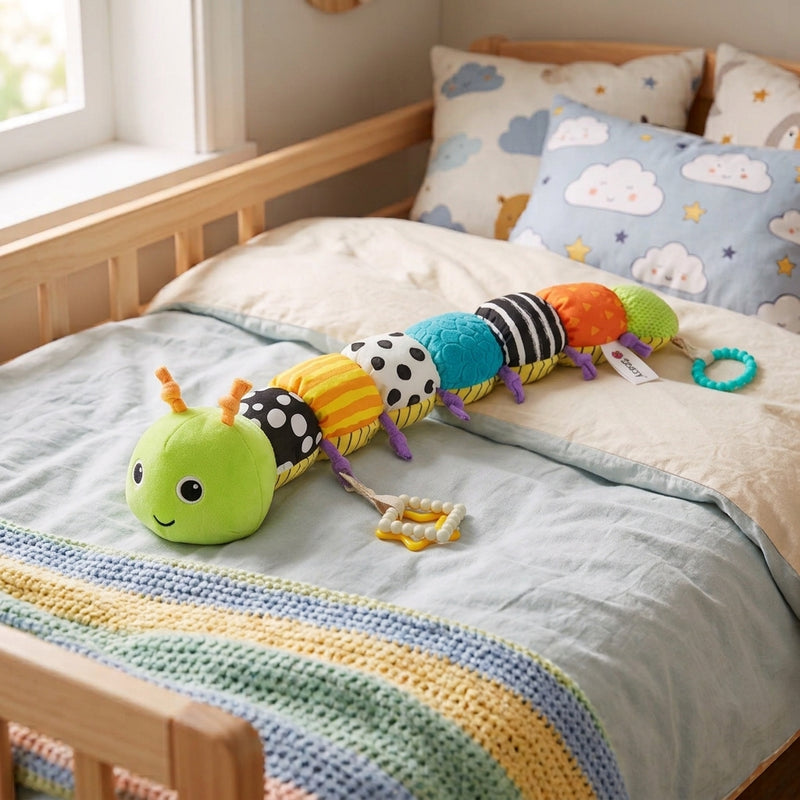 Baby Spielzeug Chamäleon mit Musik, Rassel, Knisterpapier & Beißring – Messlatte 50 cm