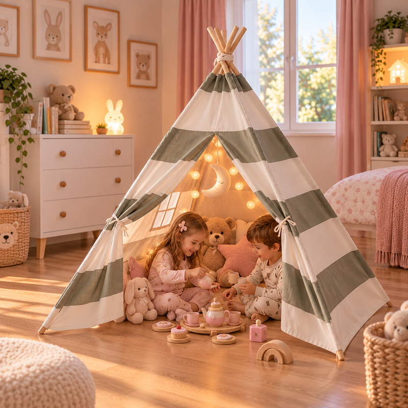 Tiny Steps Tipi Zelt für Kinder 1,3 m – Design 9 – Spielzelt Indoor & Outdoor