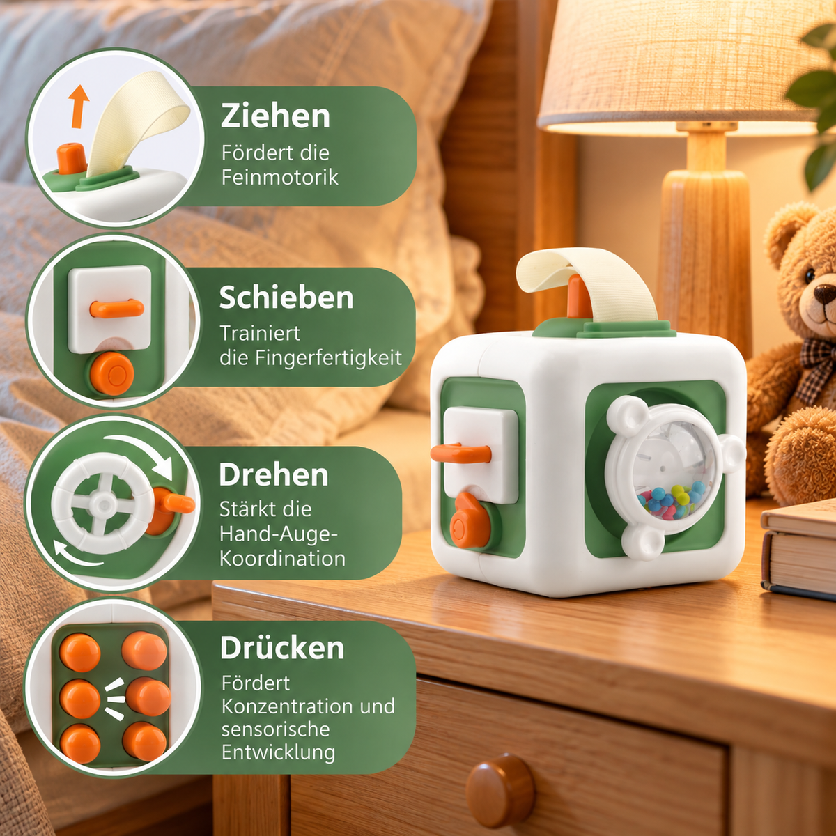 Montessori Motorikwürfel 6 in 1 – Ansicht 5