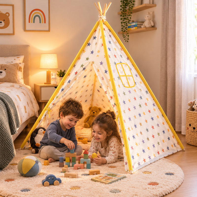 Tiny Steps Tipi Zelt für Kinder 1,3 m – Design 7 – Spielzelt Indoor & Outdoor