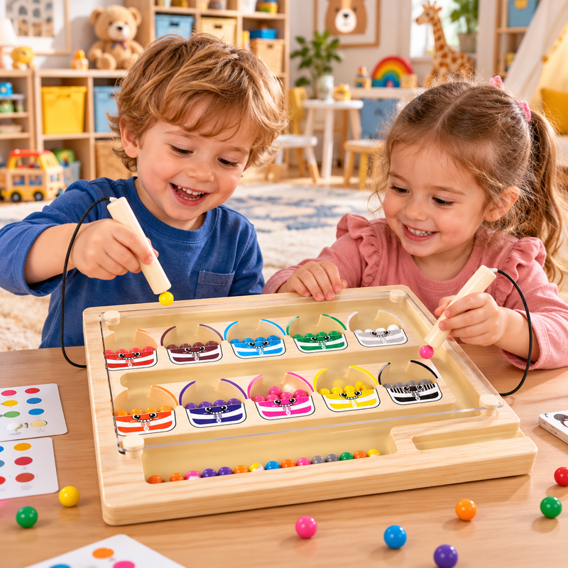 Montessori Magnet-Labyrinth aus Holz – Ansicht 3