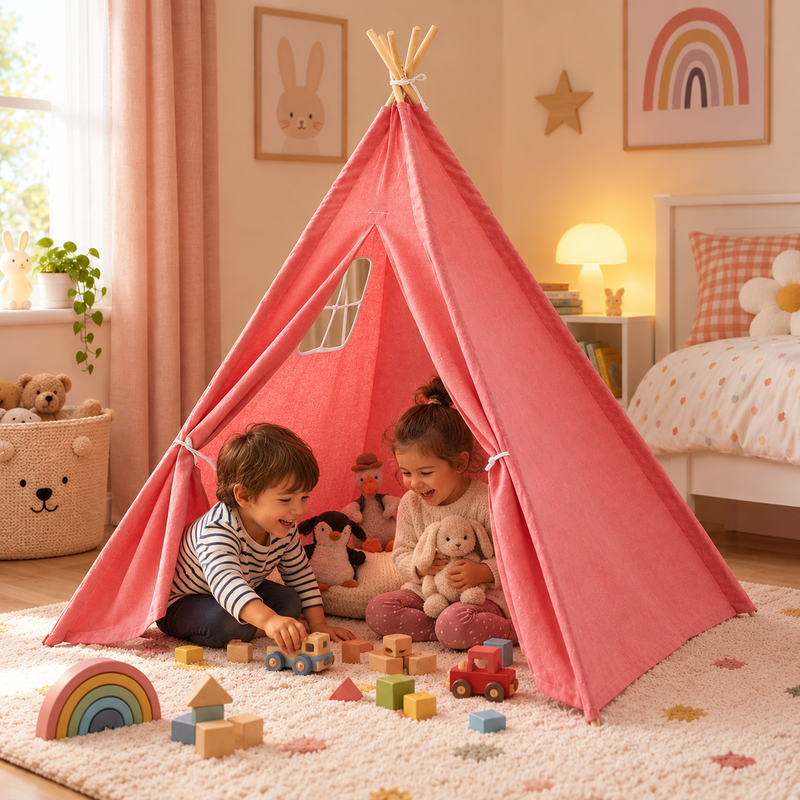 Tiny Steps Tipi Zelt für Kinder 1,3 m – Design 2 – Spielzelt Indoor & Outdoor