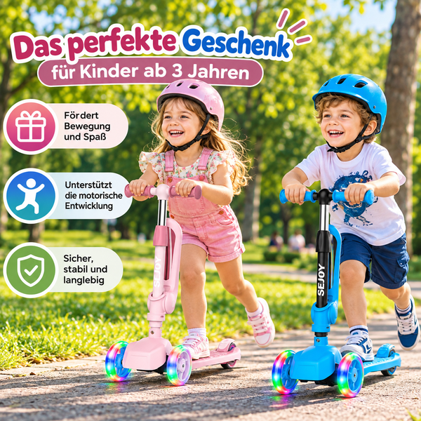 SEJOY Kinderroller mit Sitz und LED Leuchträdern