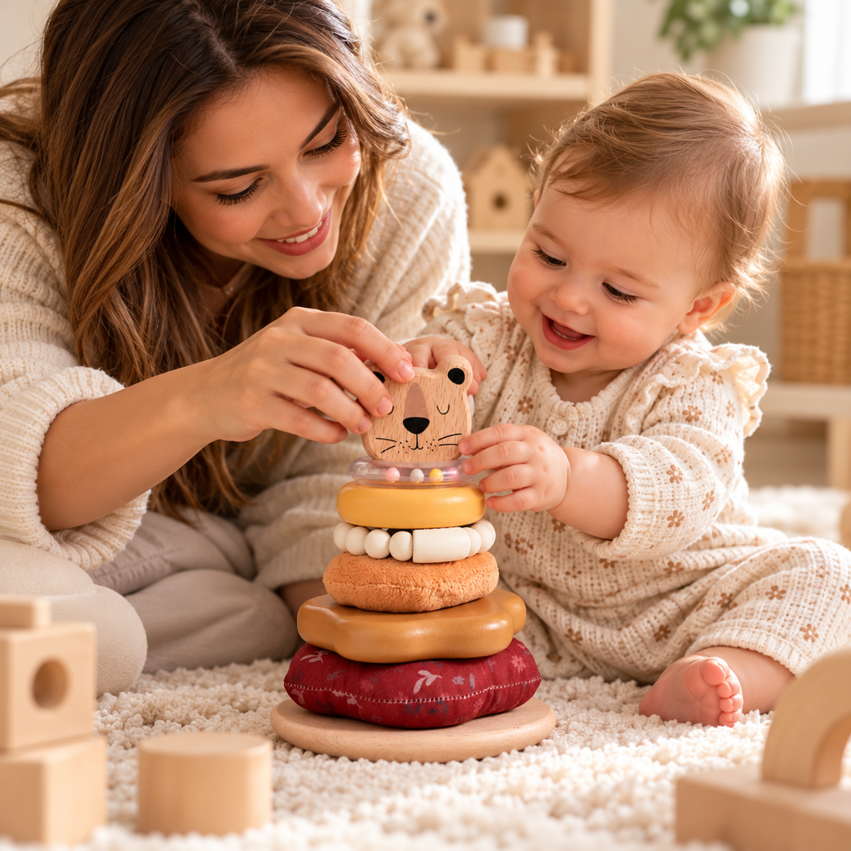 Baby Stapelturm mit Plüschtier – Ansicht 3