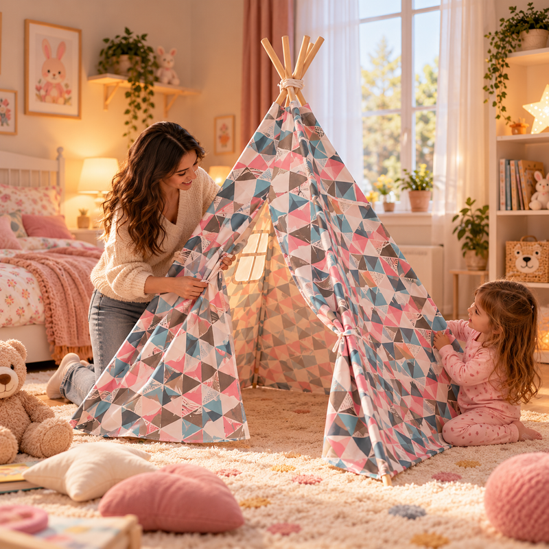 Tiny Steps Tipi Zelt für Kinder 1,3 m – Design 8 – Spielzelt Indoor & Outdoor