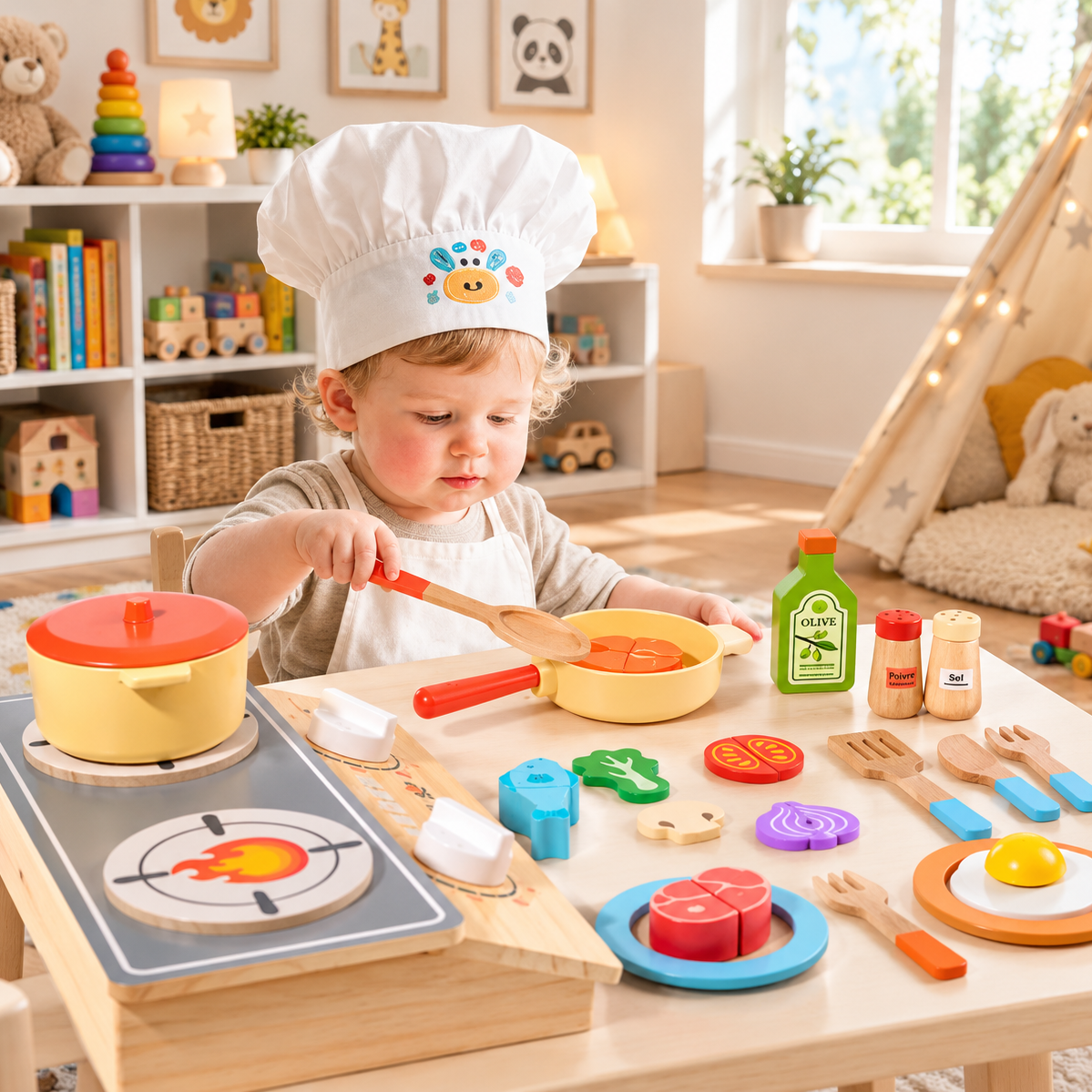 Kinderküche Zubehör Holz – Montessori Kochset