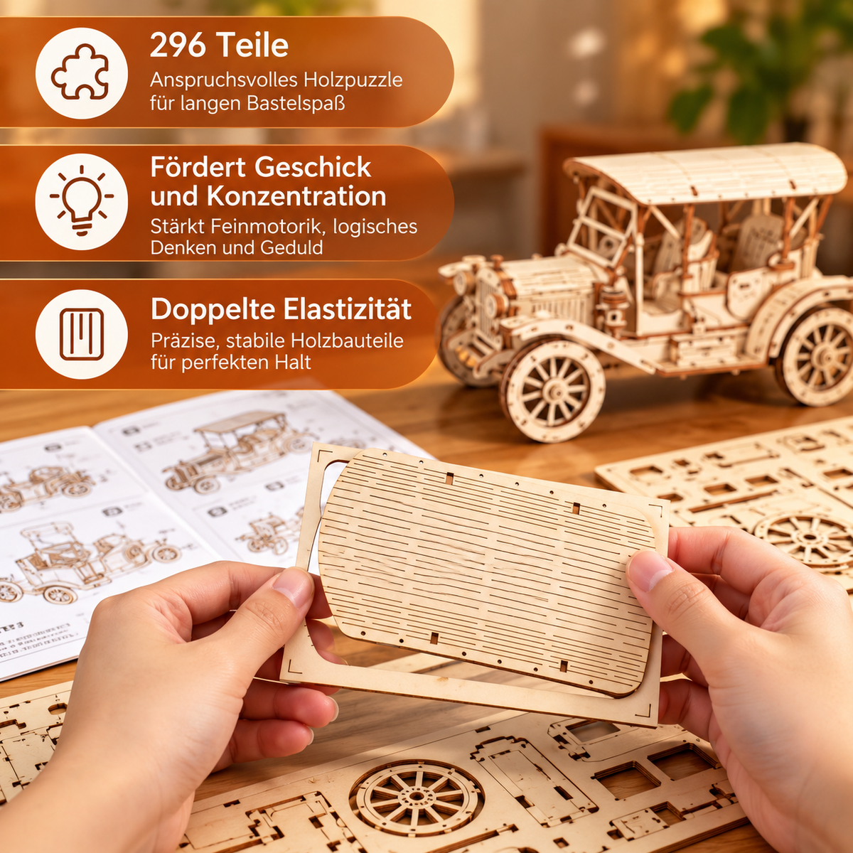 Robotime ROKR Oldtimer Holzmodell – Ansicht 4