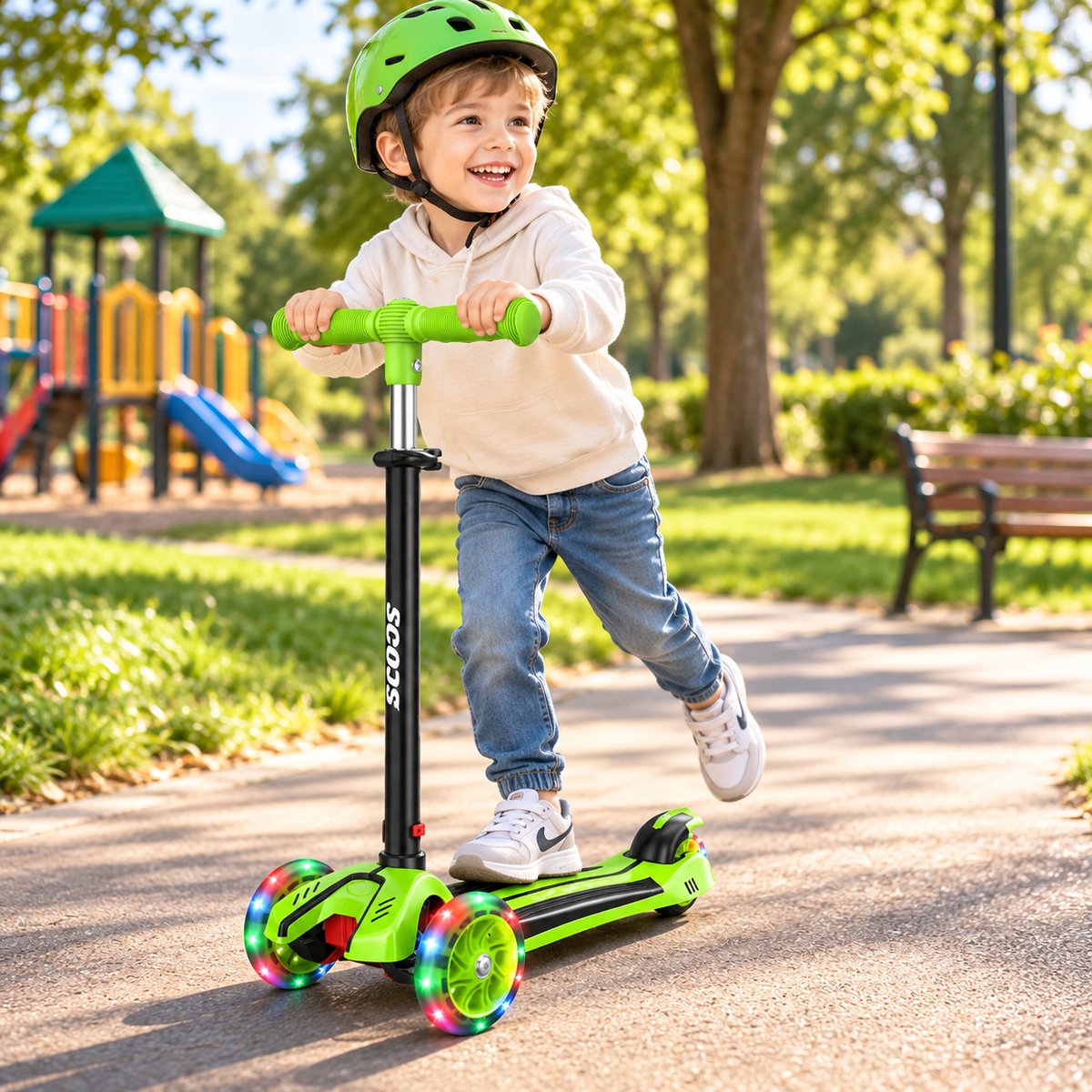 SEJOY Kinderroller klappbar mit Blinkrädern
