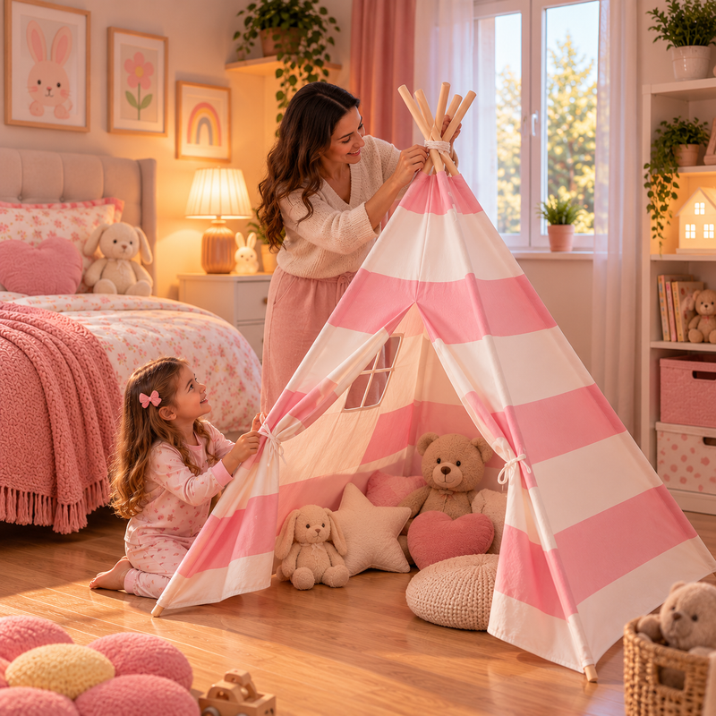 Tiny Steps Tipi Zelt für Kinder 1,3 m – Design 10 – Spielzelt Indoor & Outdoor