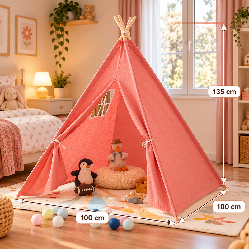 Tiny Steps Tipi Zelt für Kinder 1,3 m – Design 2 – Spielzelt Indoor & Outdoor