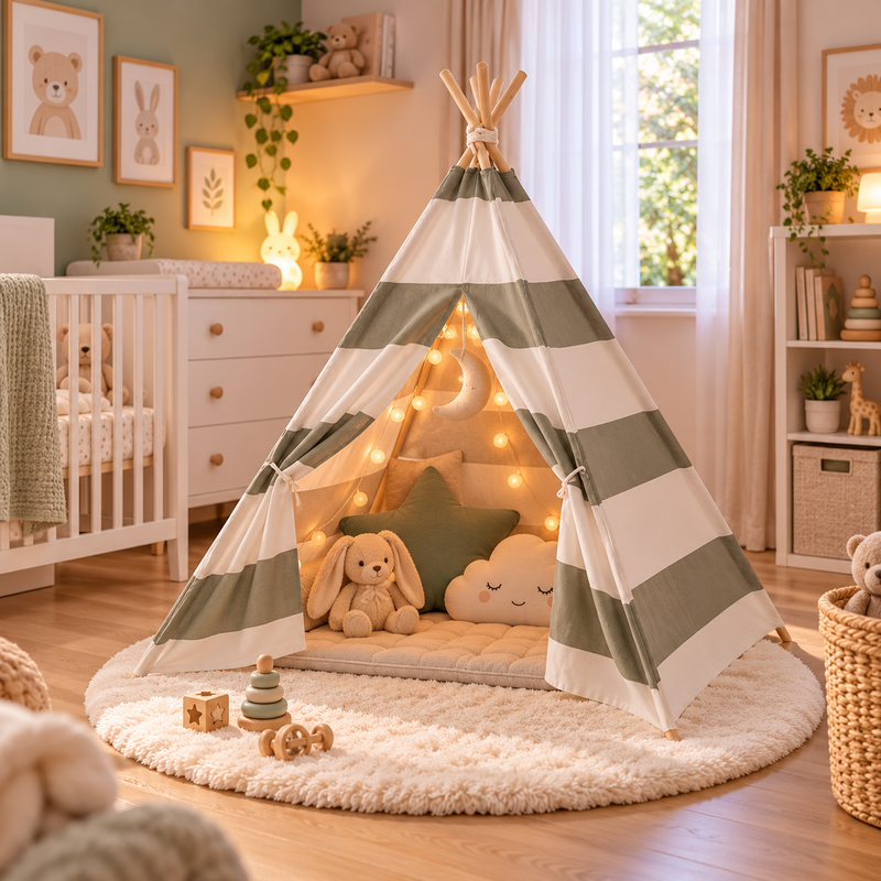 Tiny Steps Tipi Zelt für Kinder 1,3 m – Design 9 – Spielzelt Indoor & Outdoor