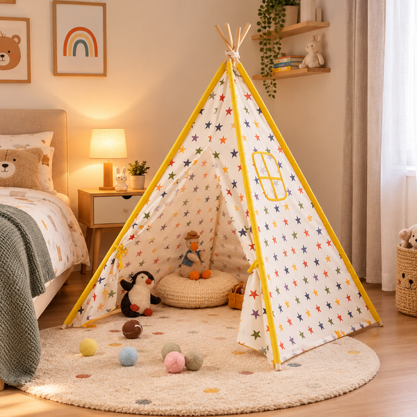 Tiny Steps Tipi Zelt für Kinder 1,3 m – Design 7 – Spielzelt Indoor & Outdoor