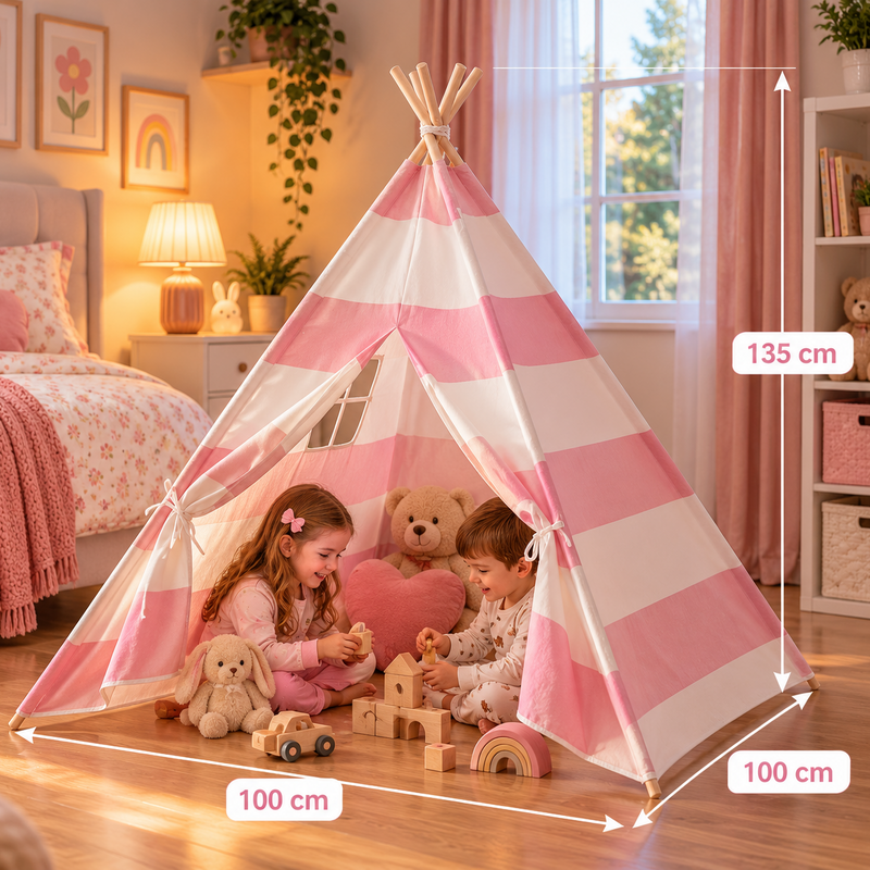 Tiny Steps Tipi Zelt für Kinder 1,3 m – Design 10 – Spielzelt Indoor & Outdoor