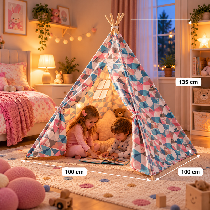 Tiny Steps Tipi Zelt für Kinder 1,3 m – Design 8 – Spielzelt Indoor & Outdoor