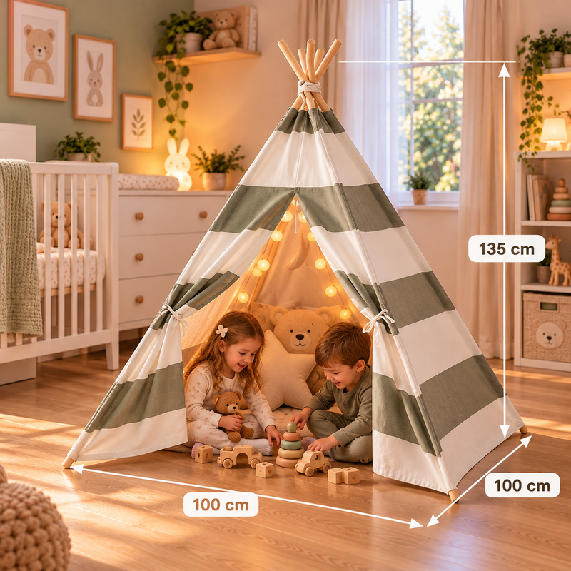 Tiny Steps Tipi Zelt für Kinder 1,3 m – Design 9 – Spielzelt Indoor & Outdoor