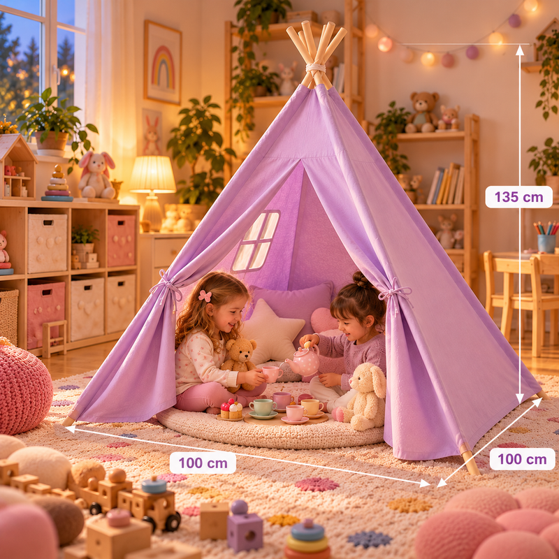 Tiny Steps Tipi Zelt für Kinder 1,3 m – Design 6 – Spielzelt Indoor & Outdoor