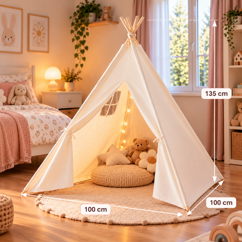 Tiny Steps Tipi Zelt für Kinder 1,3 m – Design 1 – Spielzelt Indoor & Outdoor