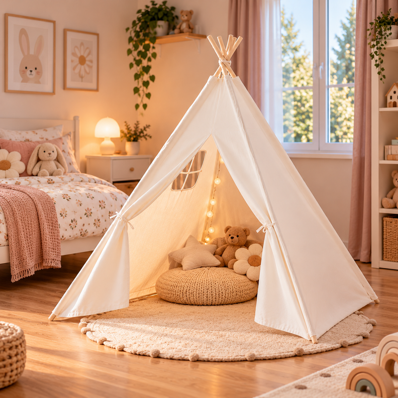 Tiny Steps Tipi Zelt für Kinder 1,3 m – Design 1 – Spielzelt Indoor & Outdoor
