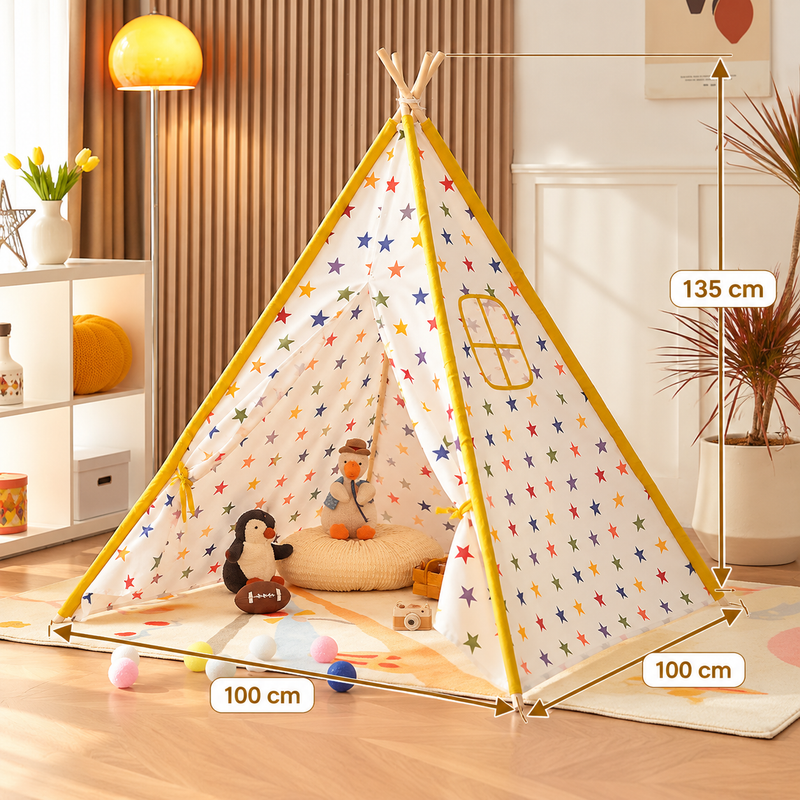 Tiny Steps Tipi Zelt für Kinder 1,3 m – Design 7 – Spielzelt Indoor & Outdoor