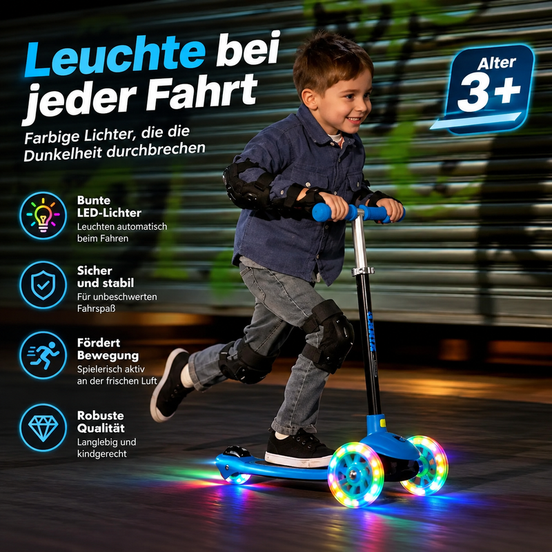 Dreiradroller mit LED Leuchträdern – Ansicht 2