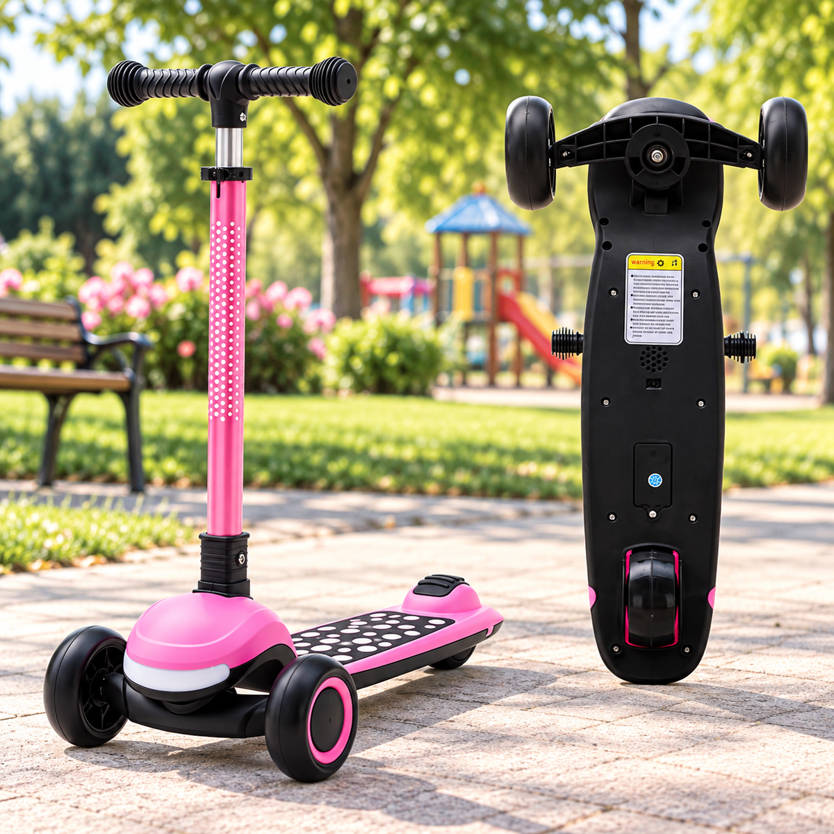 Klappbarer Kinderroller mit Leuchträdern – Ansicht 6