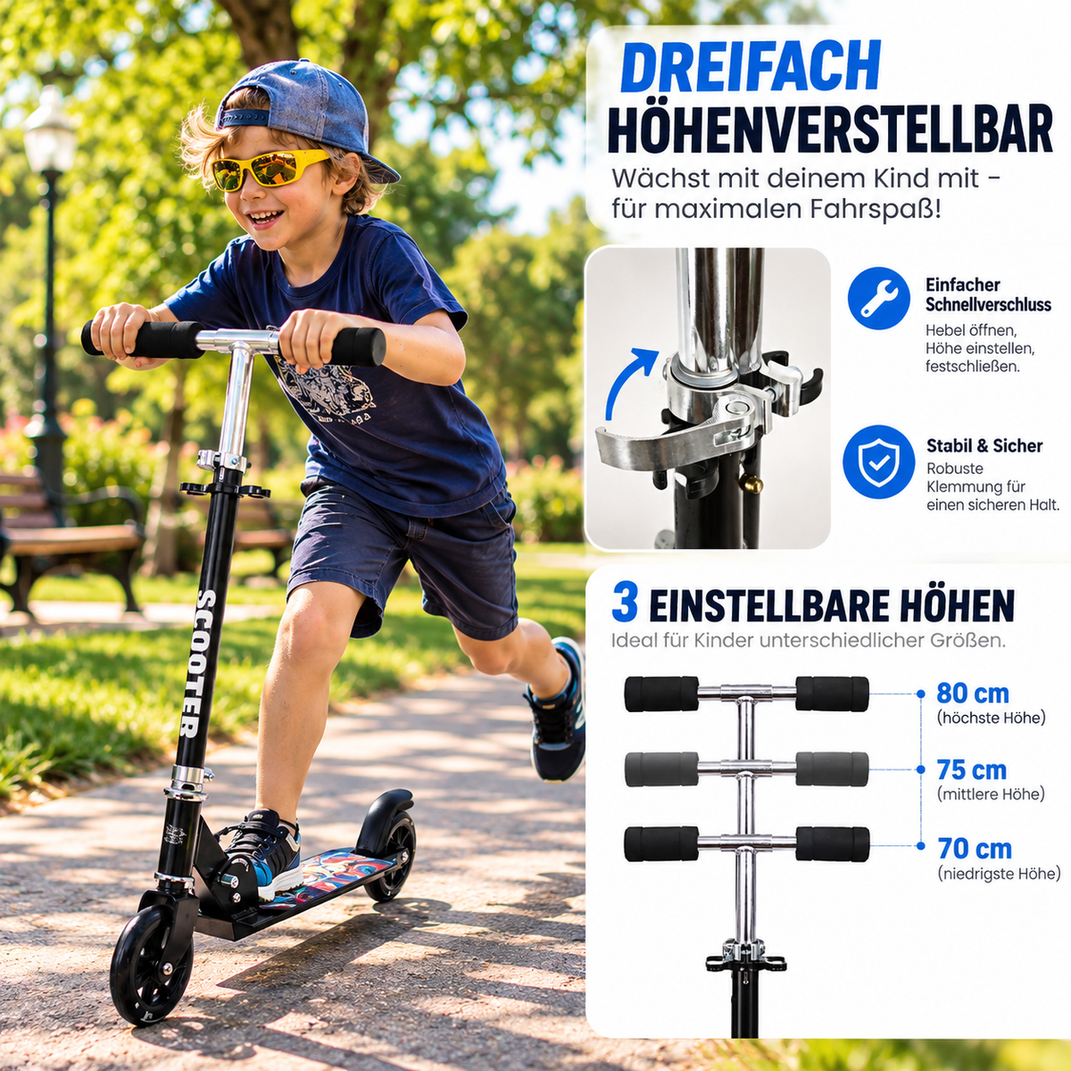 Y-RAIN Kinderroller klappbar mit LED Rädern